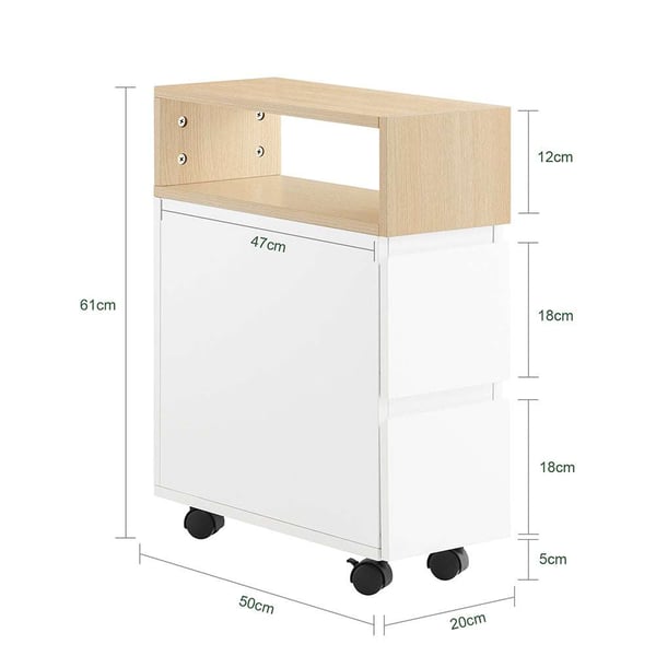 Natbord, FBT155-WN, 20x50x61 cm, Hvid