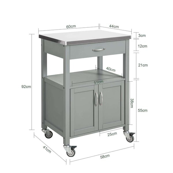 Serveringsvogn, FKW22-HG, 60x44x92 cm, Rustfrit Stål