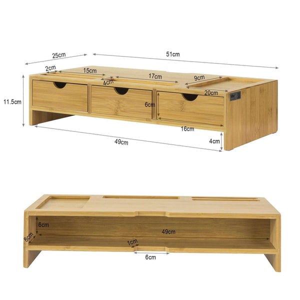 Monitorstativ, BBF03-N, 51x25x11.5 cm, Brun