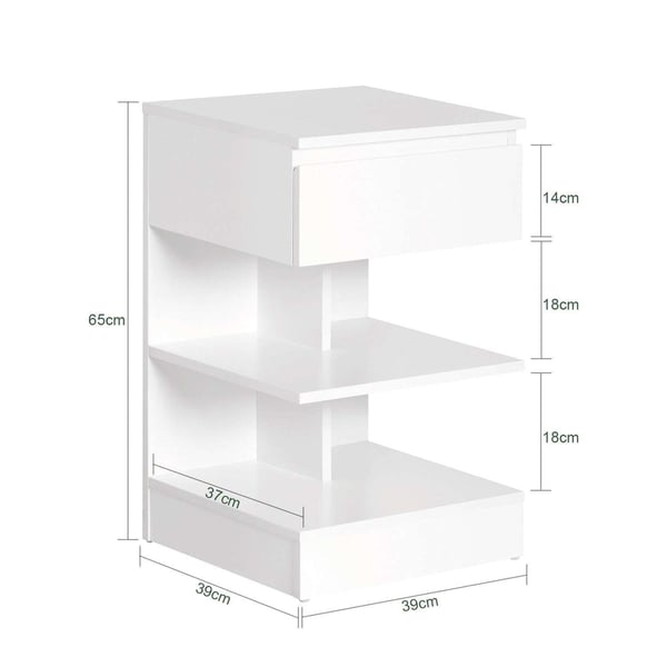 Sengebord, FBT49-W, 39x39x65 cm, Hvid