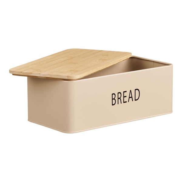 Leipälaatikko, 9.5x33x13.5 cm, beige, metalli/bambu