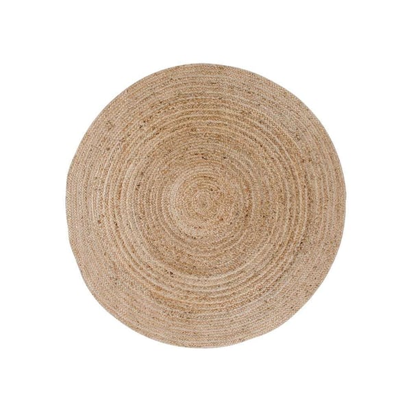 Tæppe, Bombay Flettet Jute, ø90 cm, Naturfarvet