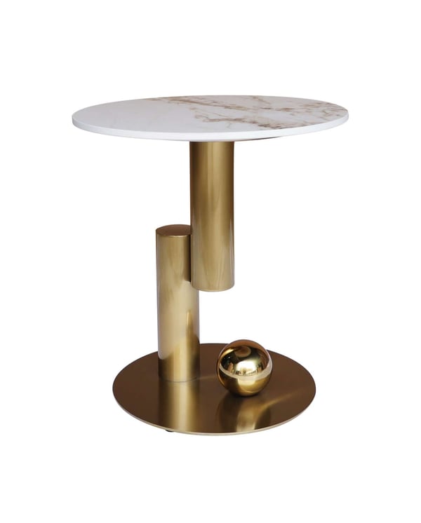 Sæt af Sofaborde, Modig, 45x45x50 cm, 80x80x43 cm, Guld, Hvid