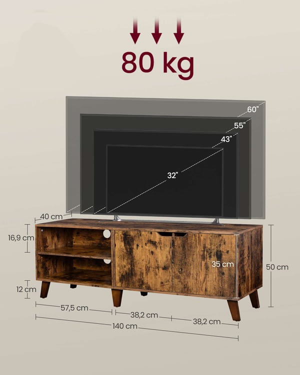 TV-bord, 140x40x45 cm, Brun