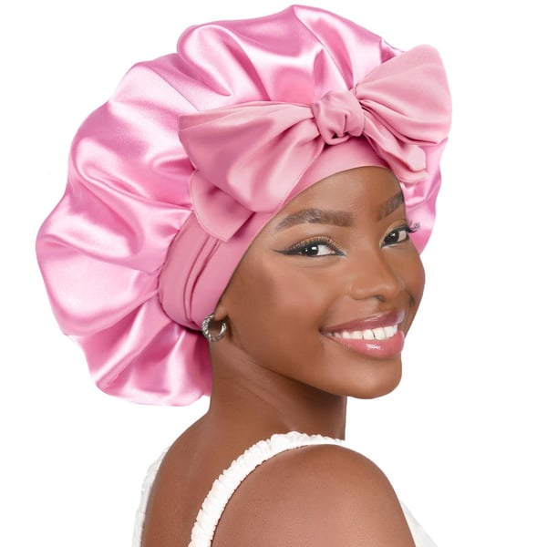 Satin Sleeping Beanie Bow - Beskyt dit hår med elegance om natten - Flere farver - PINK