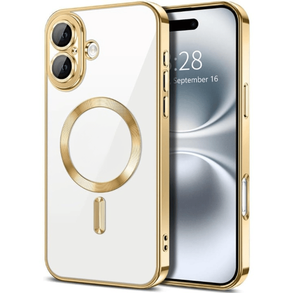 iPhone 16 PLUS -kotelo – metallikotelo magneettisella yhteensopivuudella, ohut muotoilu – 7 väriä - KULTA