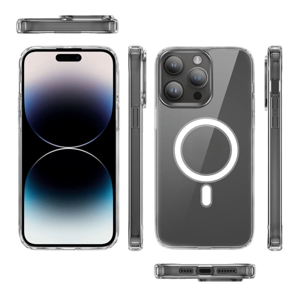 iPhone 14 PRO MAX Skal Magnetiskt Transparent - Stöttåligt skydd