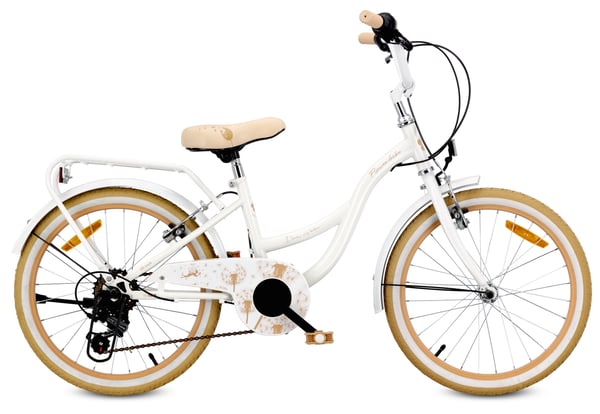 20 tuuman tyttöjen lastenpyörä Shimano 6 vaihteella FLOWER BIKE Voikukka