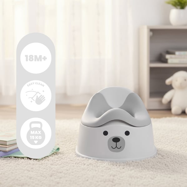 sun baby Potta lapsille 18–36 kuukautta, luistamattomat jalat, ergonominen selkänoja, enintään 15 kg (valkoinen-harmaa + tarra Björn)