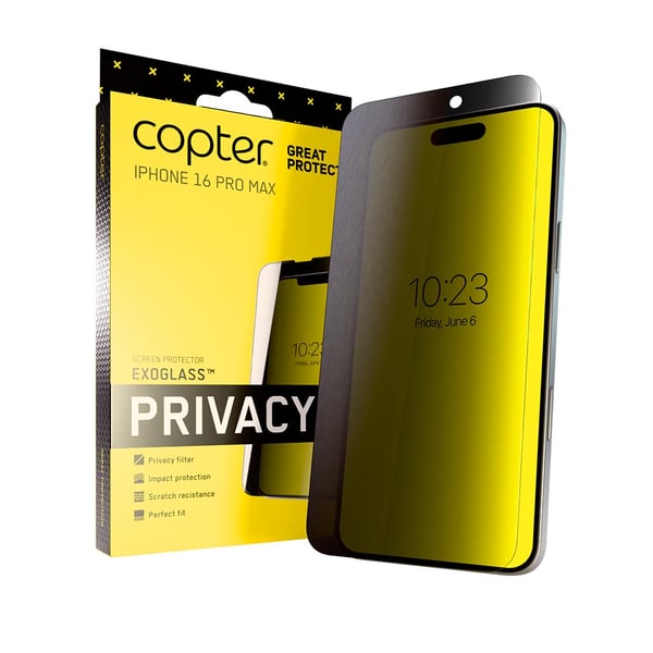 iPhone 16 Pro Max skjermbeskytter Exoglass Flat Privacy