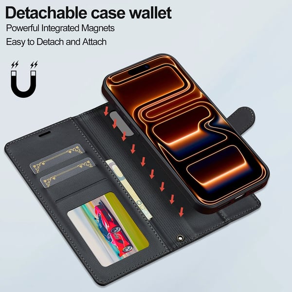 iPhone 17 Pro Deksel med avtakbart MagSafe-deksel Ravnesvart