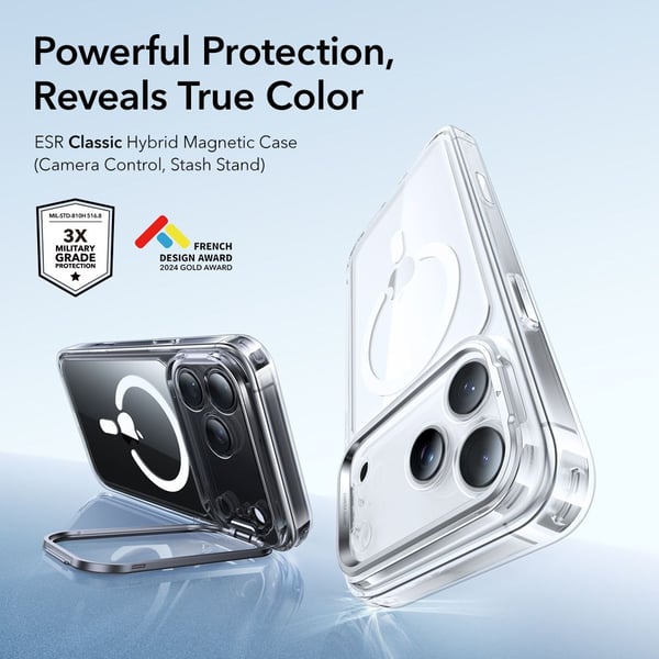 iPhone 17 Pro Cover Klassisk Hybrid Kickstand MagSafe Transparent