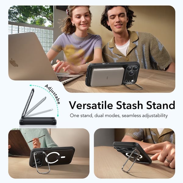 iPhone 17 Pro Max-deksel Klassisk Hybrid Støtteben MagSafe Svart Tr