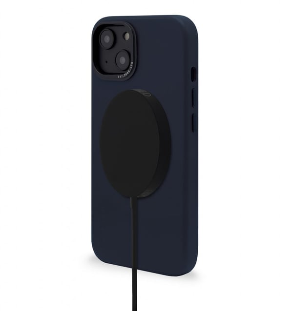 iPhone 14 Plus -kotelo, nahkainen takakuori, laivastonsininen