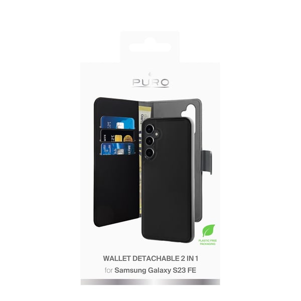 Samsung Galaxy S23 FE Cover Wallet Aftagelig 2 i 1 Sort