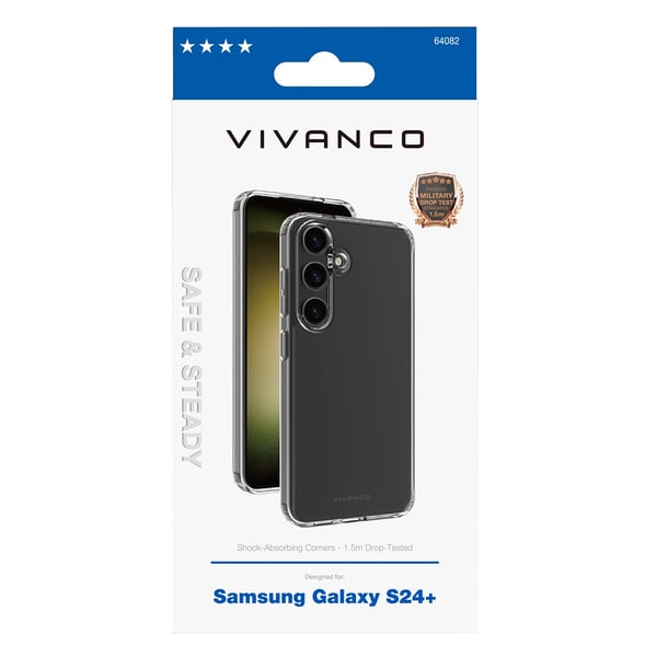 Samsung Galaxy S24 Plus -kotelo, turvallinen ja vakaa, läpinäkyvä