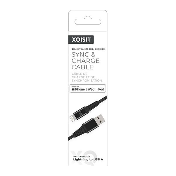 Kabel Flätad USB-A till Lightning 2m Svart