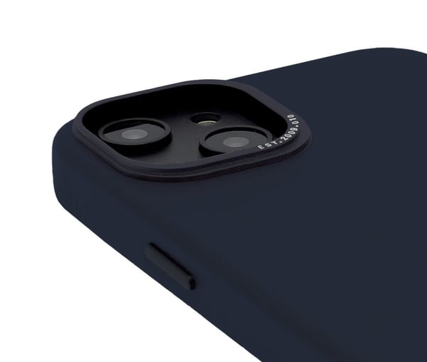 iPhone 14 Plus -kotelo, nahkainen takakuori, laivastonsininen