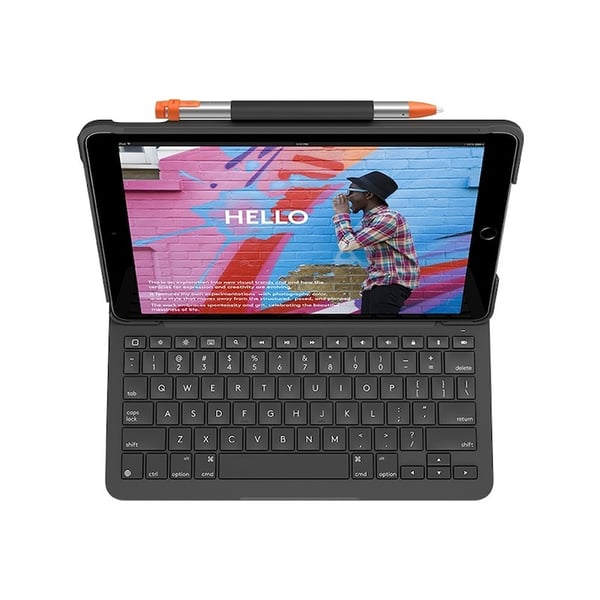 iPad 10.2 (gen 7/8/9) Deksel med Tastatur Slim Folio Nordic Grey