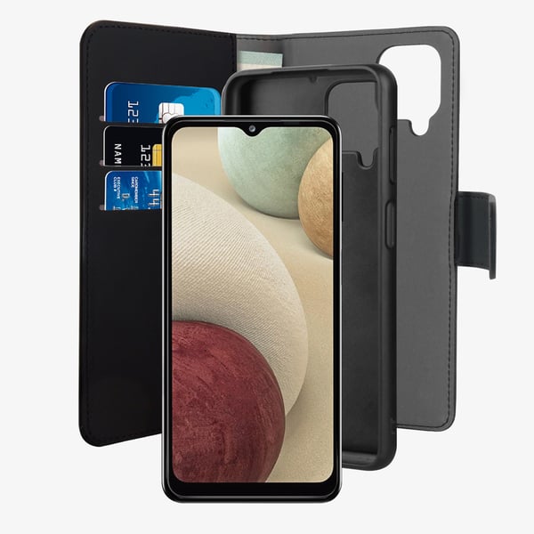Samsung Galaxy A12 Cover Wallet Aftagelig 2 i 1 Sort