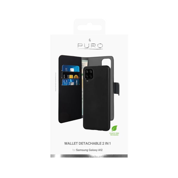 Samsung Galaxy A12 Cover Wallet Aftagelig 2 i 1 Sort