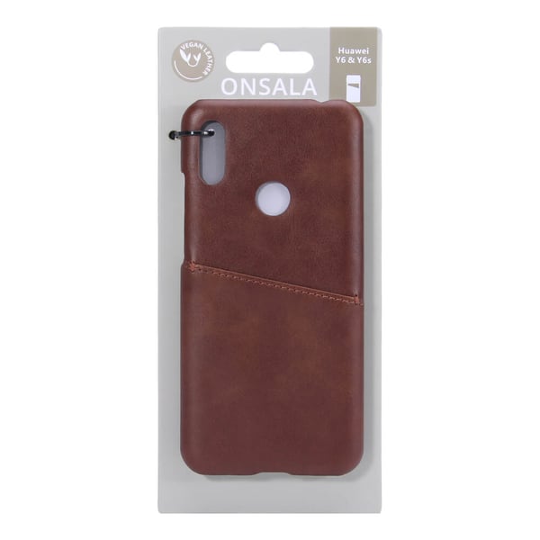 Huawei Y6 2019 -kotelo korttipaikalla, ruskea