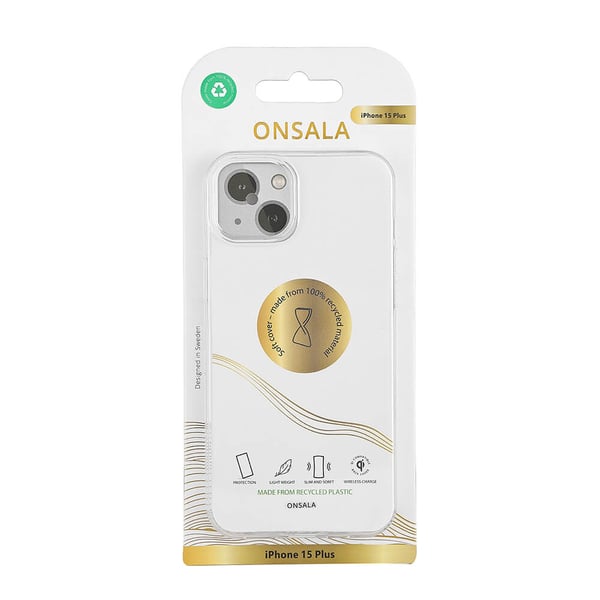 iPhone 15 Plus -kotelo, kierrätetty TPU, läpinäkyvä