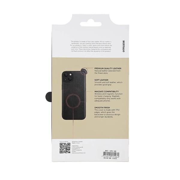 iPhone 15 Plus Cover Ægte Læder MagSeries Sort