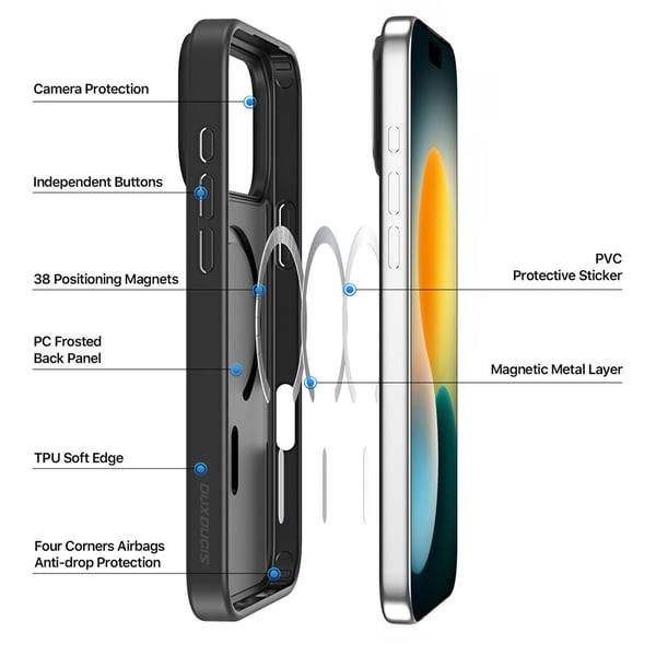 iPhone 17 Pro -kotelo Yind-sarja MagSafe Musta