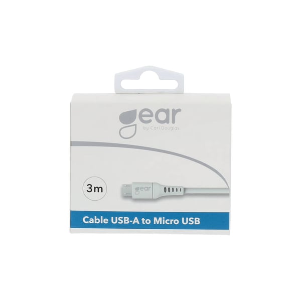 Laddkabel Micro-USB till USB-A 3m Vit