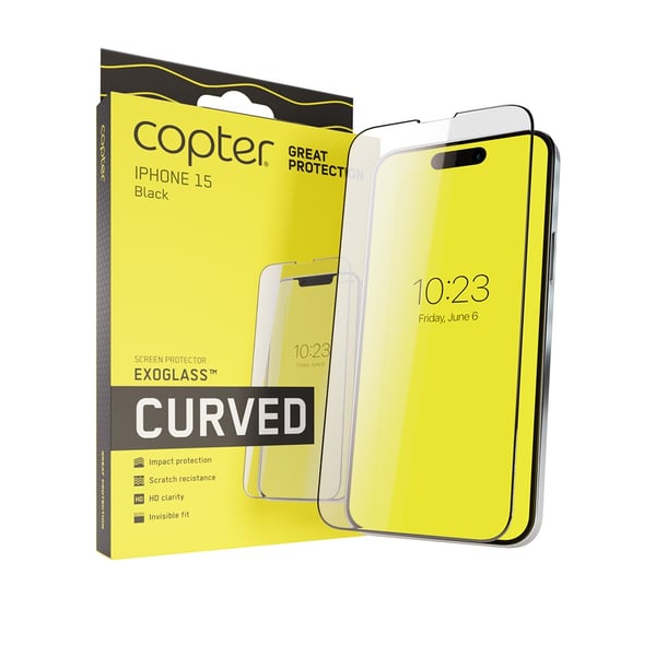 iPhone 15 Skjermbeskytter Exoglass Curved