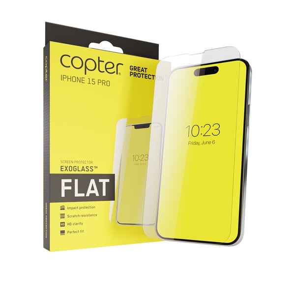 iPhone 15 Pro Skjermbeskytter Exoglass Flat