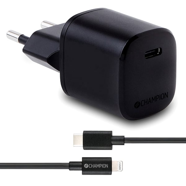 Lader med kabel Hurtiglader Kit USB-C til Lightning 20W Svart