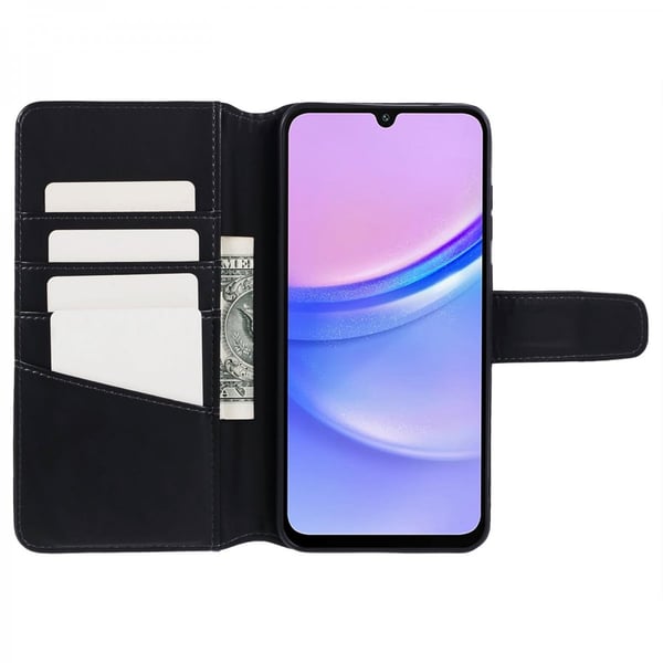 Samsung Galaxy A15 Cover Essential Læder Ravnesort