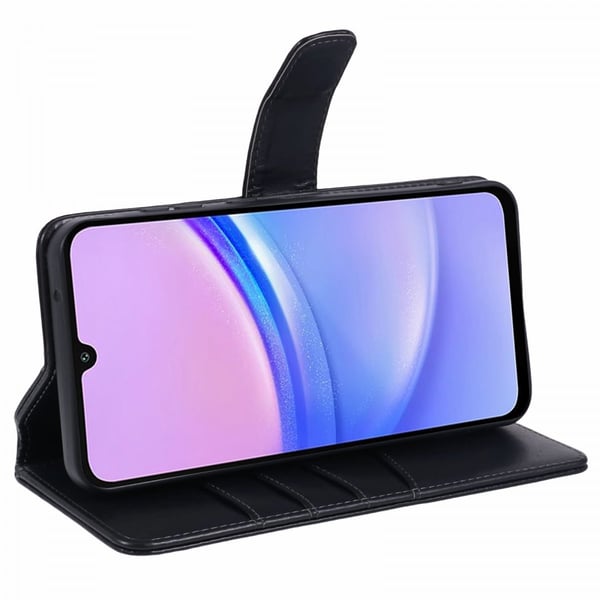 Samsung Galaxy A15 Cover Essential Læder Ravnesort