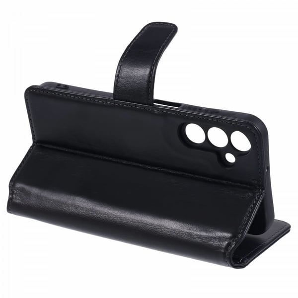 Samsung Galaxy A15 Cover Essential Læder Ravnesort