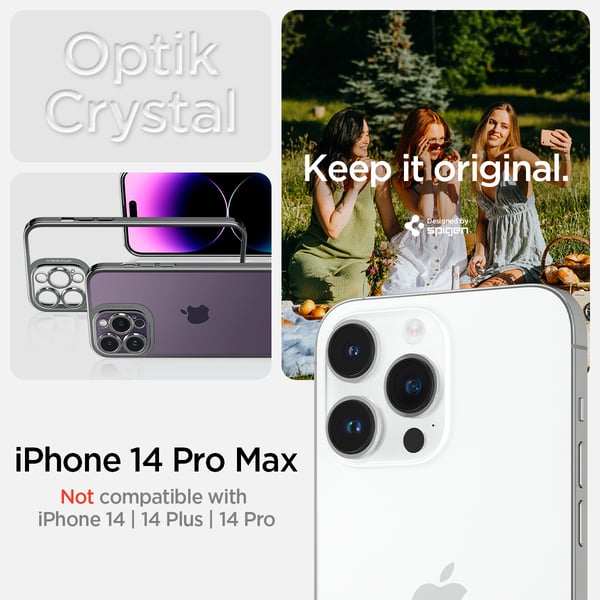 iPhone 14 Pro Max Cover Optik Crystal Chrome Grå