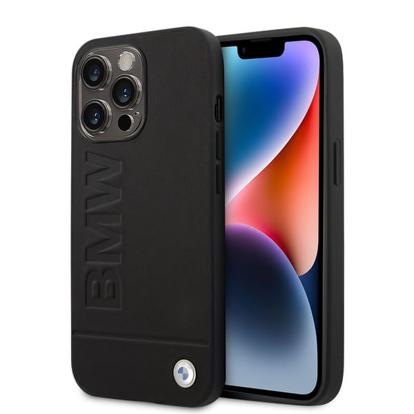 iPhone 14 Pro Deksel Varmstemplet Metall Logo Svart