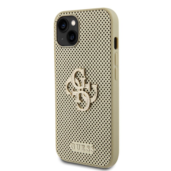 iPhone 15 Cover Perforeret Glitter Guld