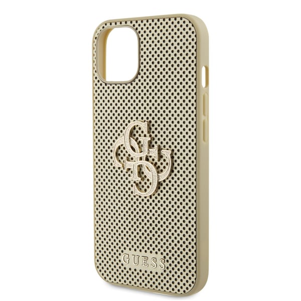 iPhone 15 Cover Perforeret Glitter Guld