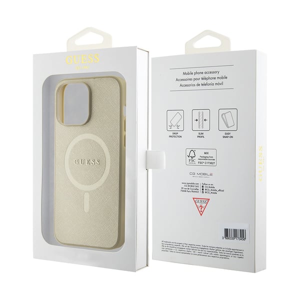 iPhone 15 Pro Max Cover Saffiano MagSafe Beige