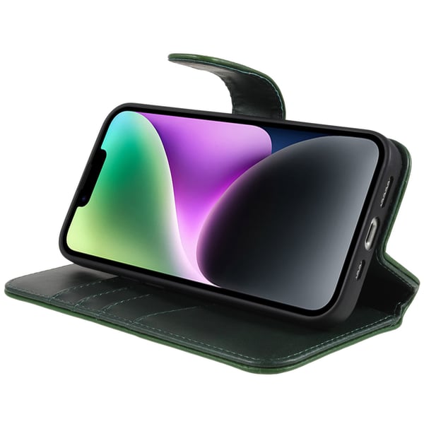 iPhone 14 Plus -kuori Essential Leather Juniper Green