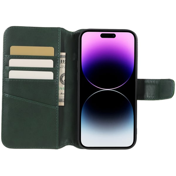 iPhone 14 Pro -kuori Essential Leather Juniper Green