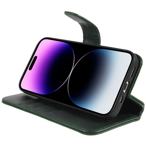 iPhone 14 Pro Max -kuori Essential Leather Juniper Green