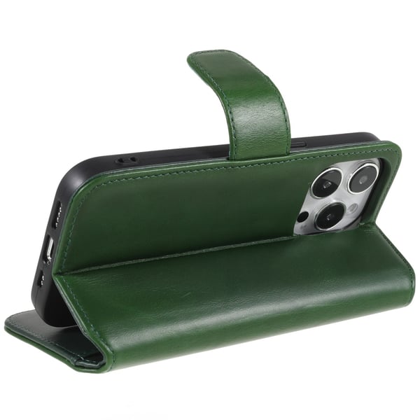 iPhone 14 Pro -kuori Essential Leather Juniper Green