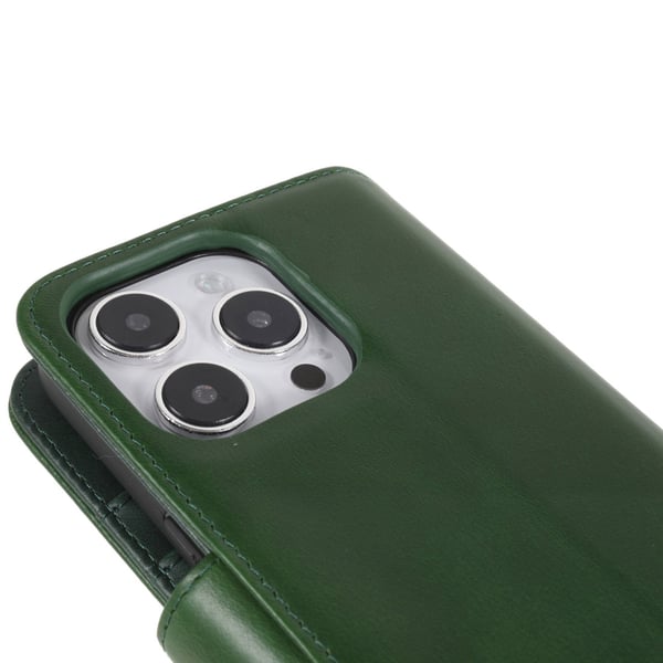 iPhone 14 Pro -kuori Essential Leather Juniper Green