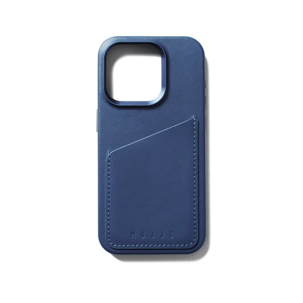 iPhone 15 Pro-deksel Fullt lommebokdeksel i skinn MagSafe Monaco Blue