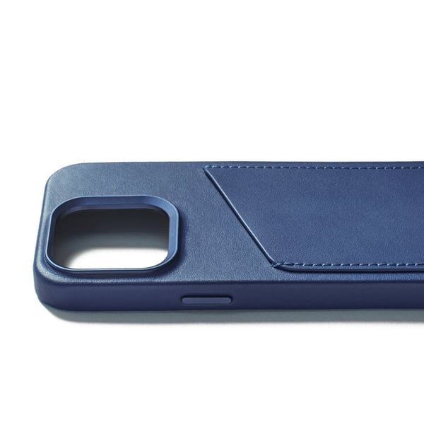 iPhone 15 Pro-etui Fuld Læderpung-etui MagSafe Monaco Blå