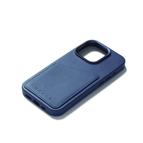 iPhone 15 Pro-etui Fuld Læderpung-etui MagSafe Monaco Blå