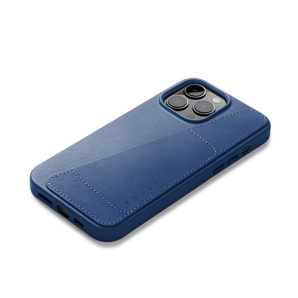 iPhone 14 Pro Max-deksel i fullskinn med lommebok, Monaco Blue